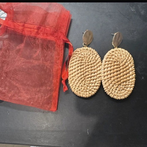 Boho style straw earrings new