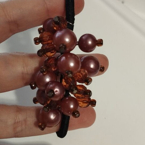 Boho hair accessories set of 2 with beads and petals, new, rotten apple color
