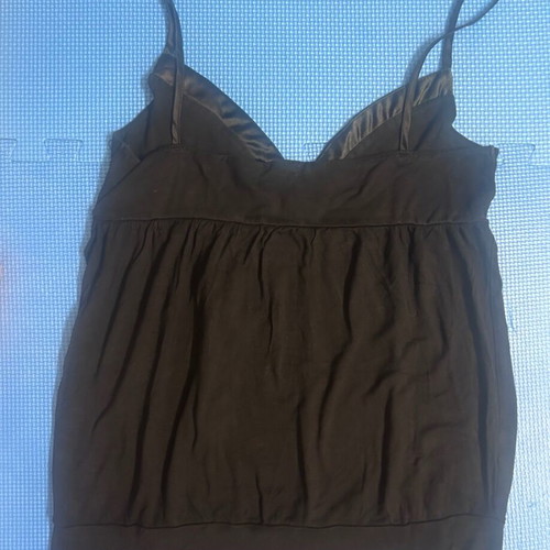 Y2K black babydoll top with satin bow, like new