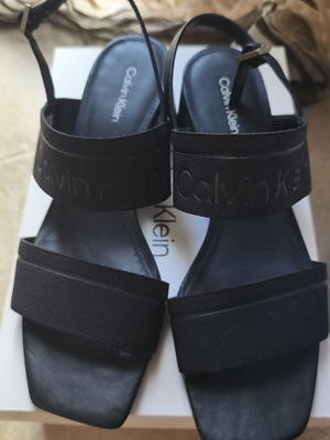 Calvin Klein sandals, black, size 38, low comfortable heel
