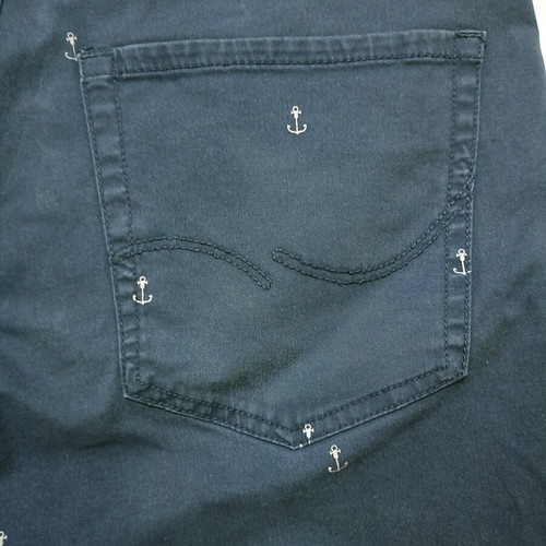 Jack & Jones men's shorts used with anchor patterns navy blue size 30-32