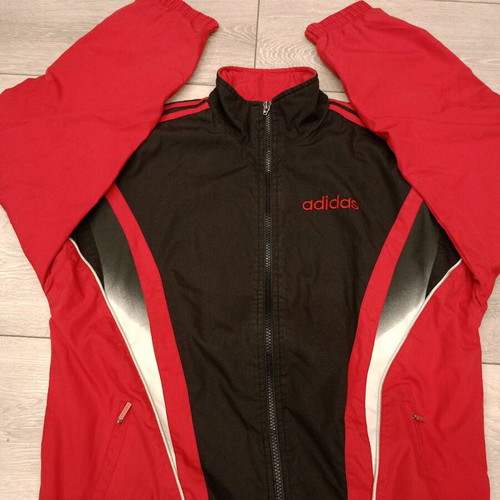 Adidas vintage track jacket used, red and black 90s design