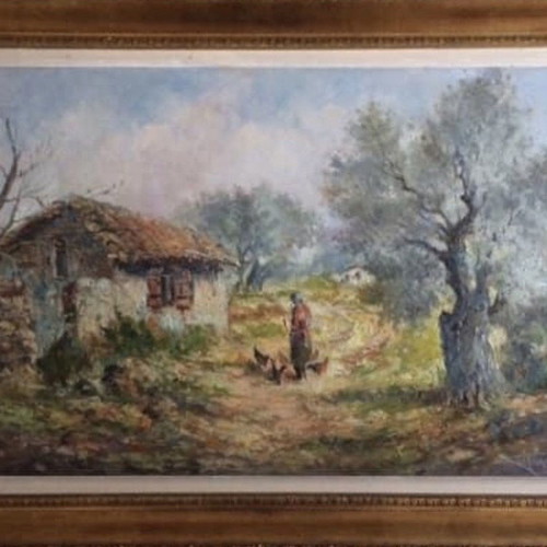 Oil painting by Ch. Palaiologos used, large format artwork