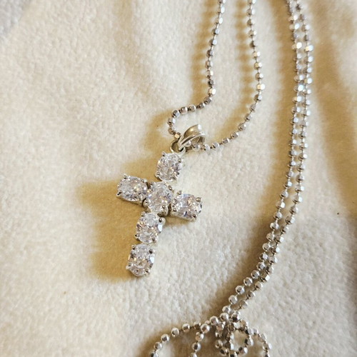Silver cross and chain 925 used with handmade chain