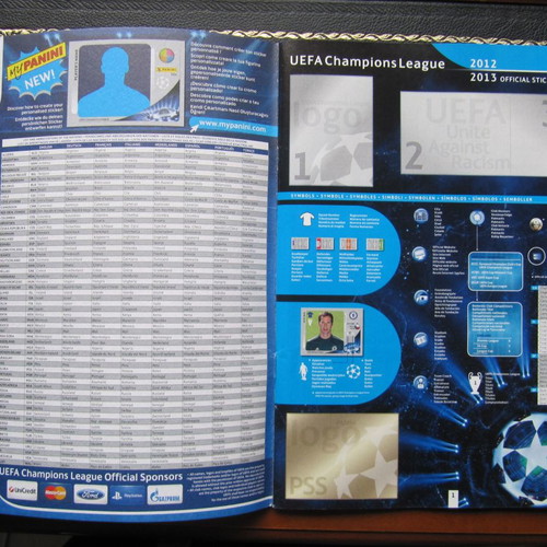 Panini Champions League 2012/13 άλμπουμ μεταχειρισμένο με 63 αυτοκόλλητα