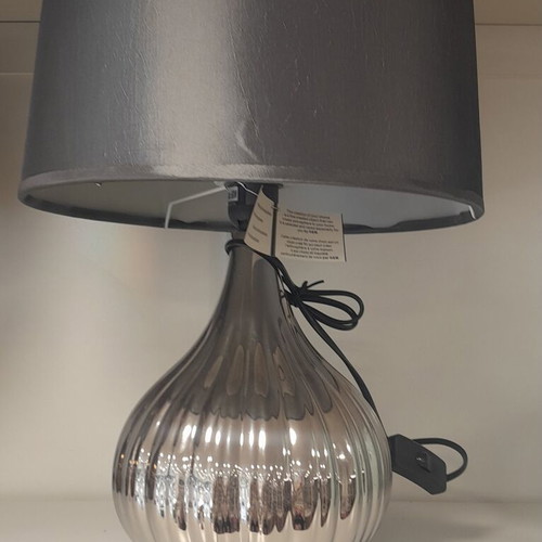 Table lamp 48cm silver with gray shade new