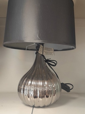 Table lamp 48cm silver with gray shade new