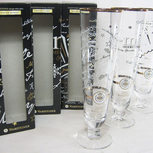 Warsteiner 2010 Christmas Edition Beer Glasses Set of 3 New 0.33L