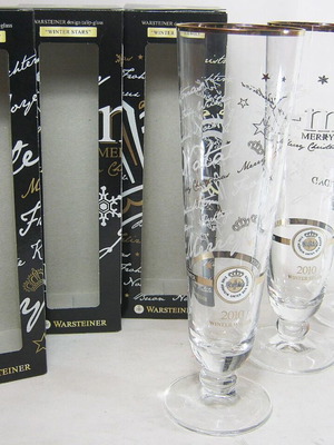 Warsteiner 2010 Christmas Edition Beer Glasses Set of 3 New 0.33L