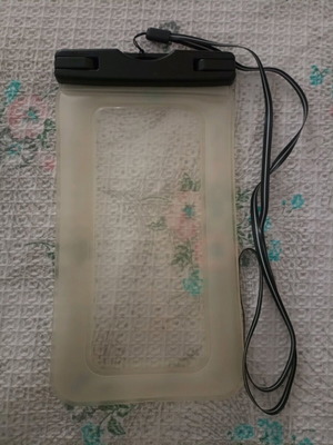 Waterproof phone case used with black strap