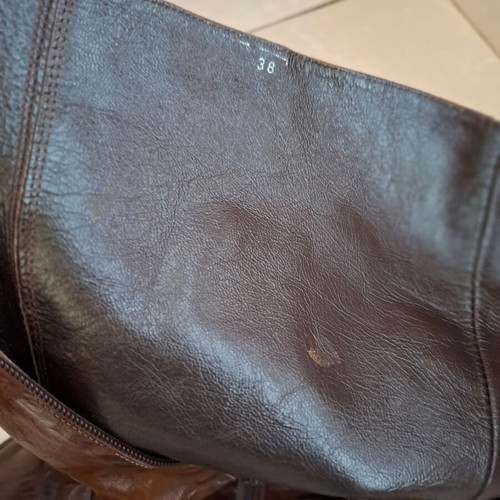 Brown leather vintage boots size 38, refurbished