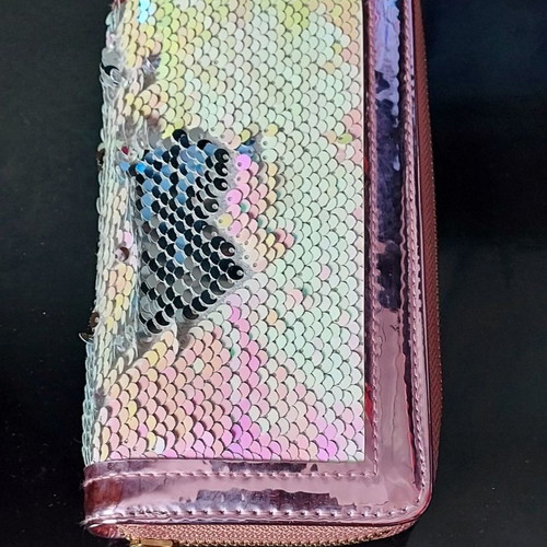 Women's wallet new in pink metallic with sequins