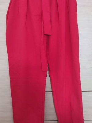 High-waisted pants with belt, like new, red, size M