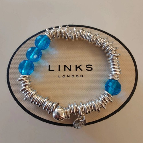 Links of London Sweetie Bracelet with Blue Crystals, Sterling Silver