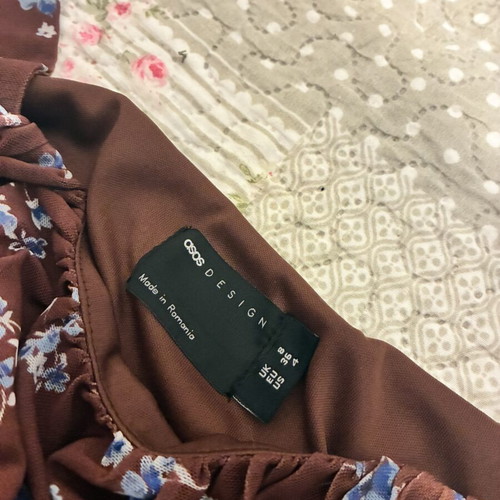 ASOS brown floral mini dress, size S