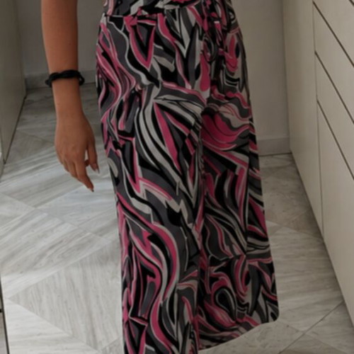 Set pants and blouse new, black and pink