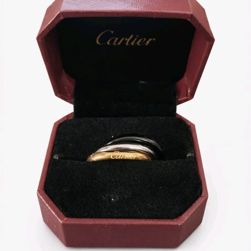 Three-ring ring like new, black and gold tones