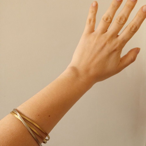 Triple bracelet used, stainless steel, silver and gold tone