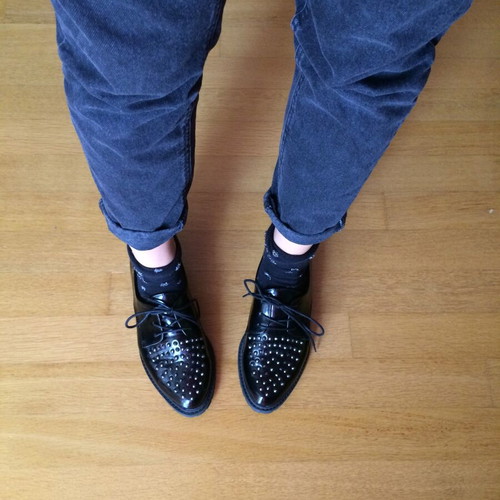 Bershka patent leather moccasins used, size 41 with studs