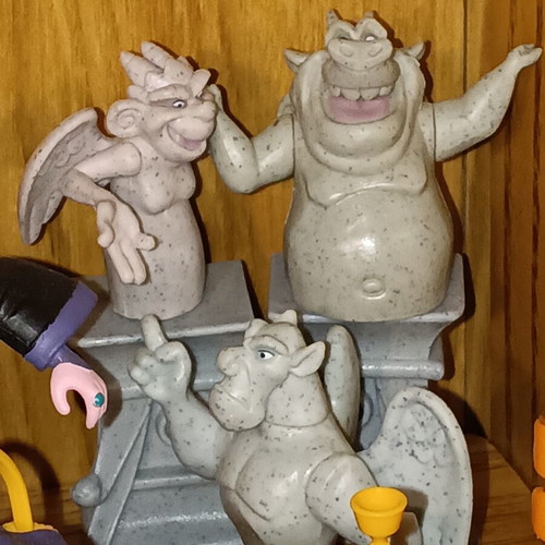 Mattel Disney Hunchback Notre Dame figure lot with Esmeralda, Phoebus, Frollo, gargoyles, horses