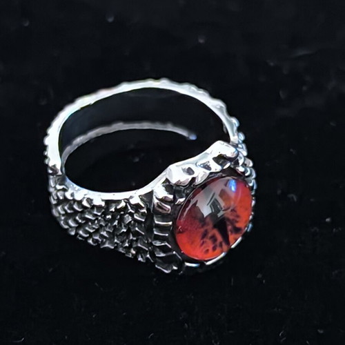 Gothic Ring with Red Dragon Eye Stone new