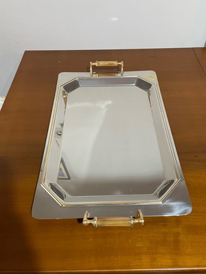 Vintage Freddi Oro 24 Kt. stainless steel serving tray used