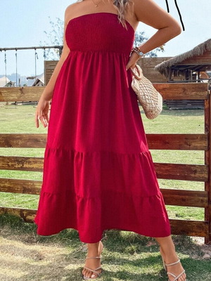 Φόρεμα στράπλες Shein κόκκινο σαν καινούργιο plus size