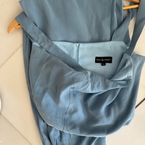 Milk&honey set crop top large and high-waisted pants medium like new, blue