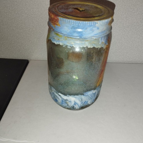 Hand-painted vase candle holder like new, summer theme
