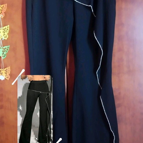 Black flare pants with strass Shein new, size L