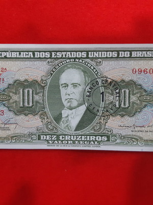 Brazilian banknote 10 Cruzeiros 1962 new, uncirculated
