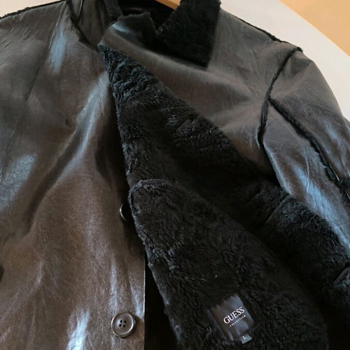 Guess leather coat like new, black, size L
