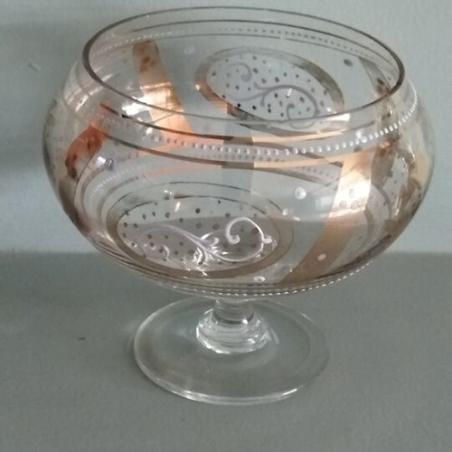 Handmade antique glass fondantière with 24K gold and enamel