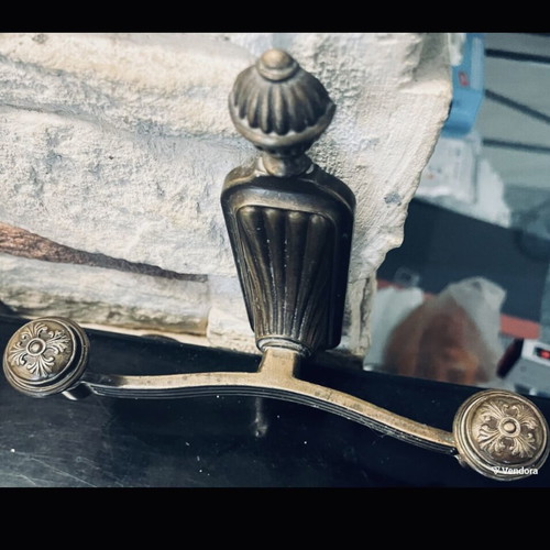 Double brass hanger new, vintage style with flower decoration