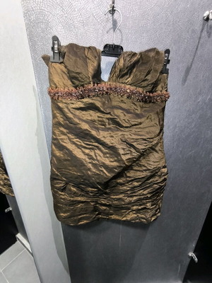 Vintage Charly silk dress like new, brown, size M-L with scarf gift