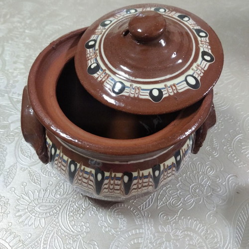 Clay vase new, multipurpose decorative and cooking ceramic, 10 cm