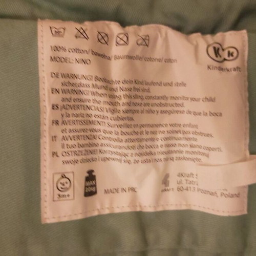 NINO Kinderkraft Mint baby carrier like new