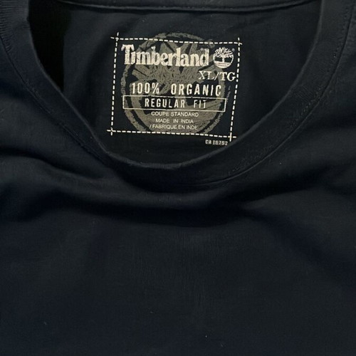Timberland Men T-Shirt black classic logo print 100% organic cotton size XL like new