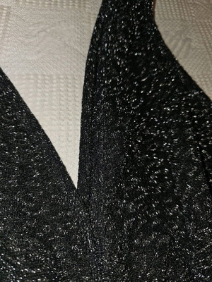 Pullbear women's medium blouse like new, black with silver thread