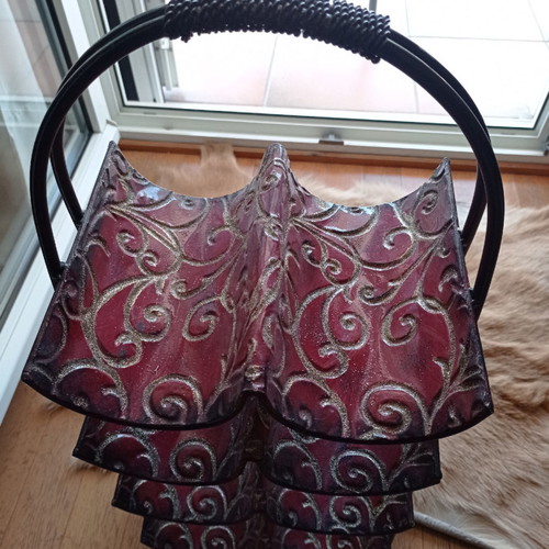 Italian wine rack 8 bottles new, iron with burgundy enamel