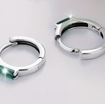 925 Silver Hoop Earrings with Green Stone New