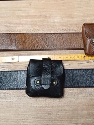 DKNY leather belts set used, black and brown with small pouch