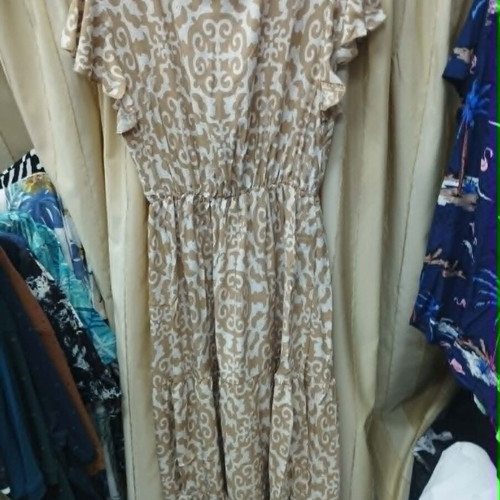Yookie Beige Women's Dress 100% Cotton New with Decorative Buttons