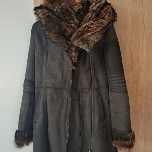 Leather mouton coat like new, gray, size XL