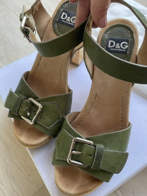Πέδιλα Dolce & Gabbana μεταχειρισμένα, φυσικό δέρμα, μέγεθος 36.5, πράσινα