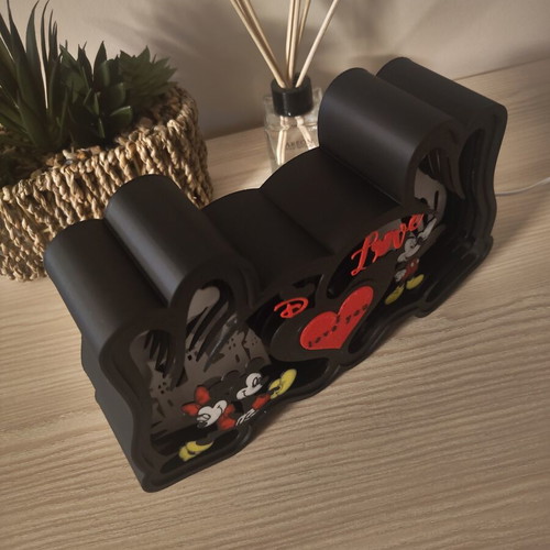 Mickey & Minnie LED lamp like new, USB powered, 3D printed