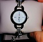  Ρολόι Tommy Hilfiger με κρύσταλλα Swarovski σε μαύρο πλαίσιο, καινούργιο