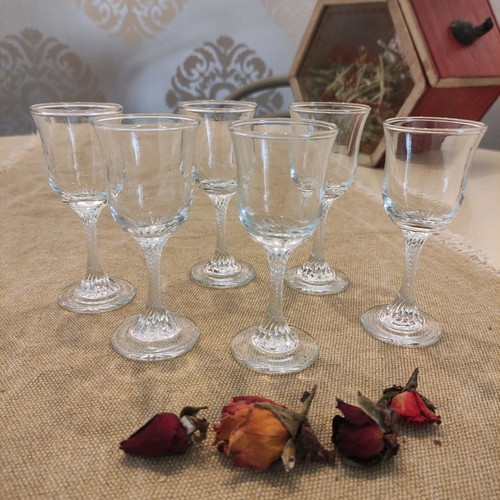 Glass liqueur glasses used, vintage style