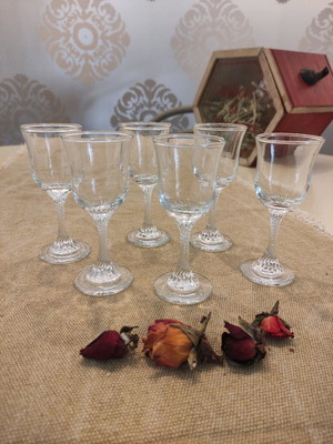 Glass liqueur glasses used, vintage style