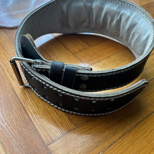 X-FIT leather weightlifting belt used, sturdy with double buckle